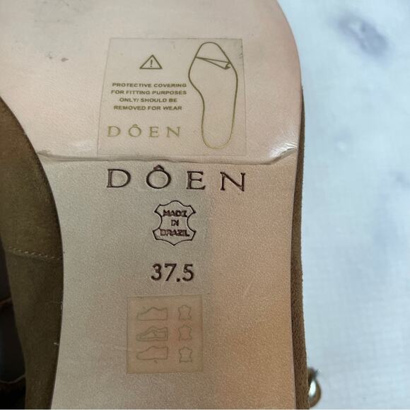 DOEN Tabac Brown Suede Mary Jane Low Heel Ballet Strap Pumps Sz 37.5 NWOB - Picture 10 of 11